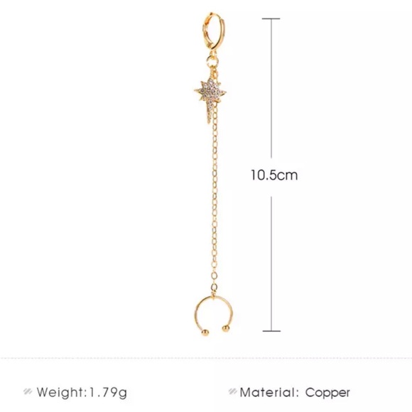 3/$30 Silver Star Burst Chain Ear Cuff - Picture 4 of 5